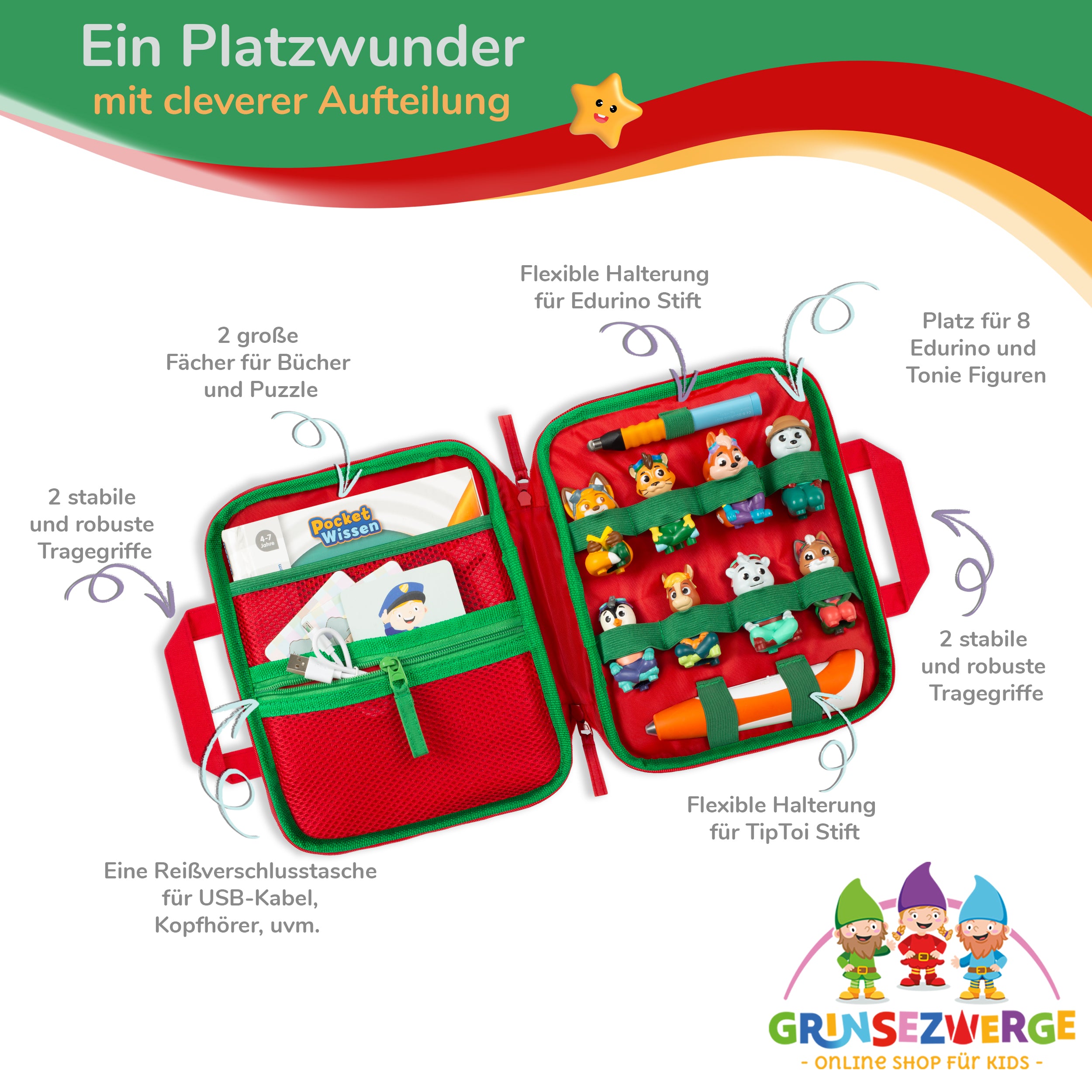 edurino aufbewahrung Edurino Tasche (kompakt) – GRINSEZWERGE