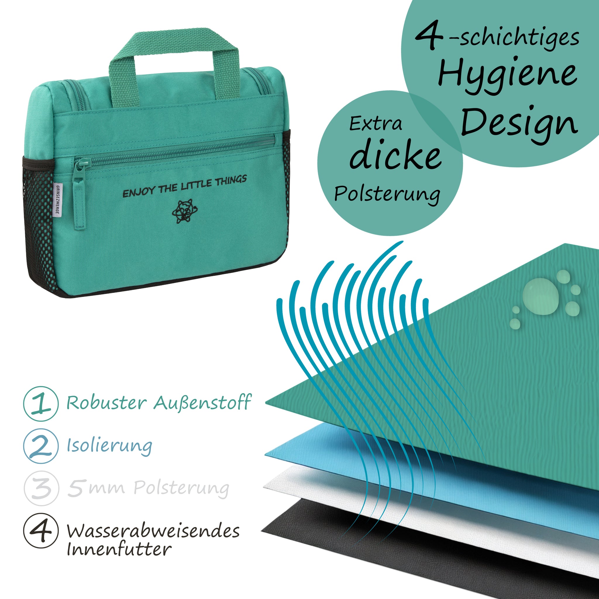 grinsezwerge lenkertasche Premium Kulturtasche mit viel Stauraum & Aufhängehaken exclude-baseball-pro-athletes-tier-2 Schwarzwald / Odenwald / Version:Basic