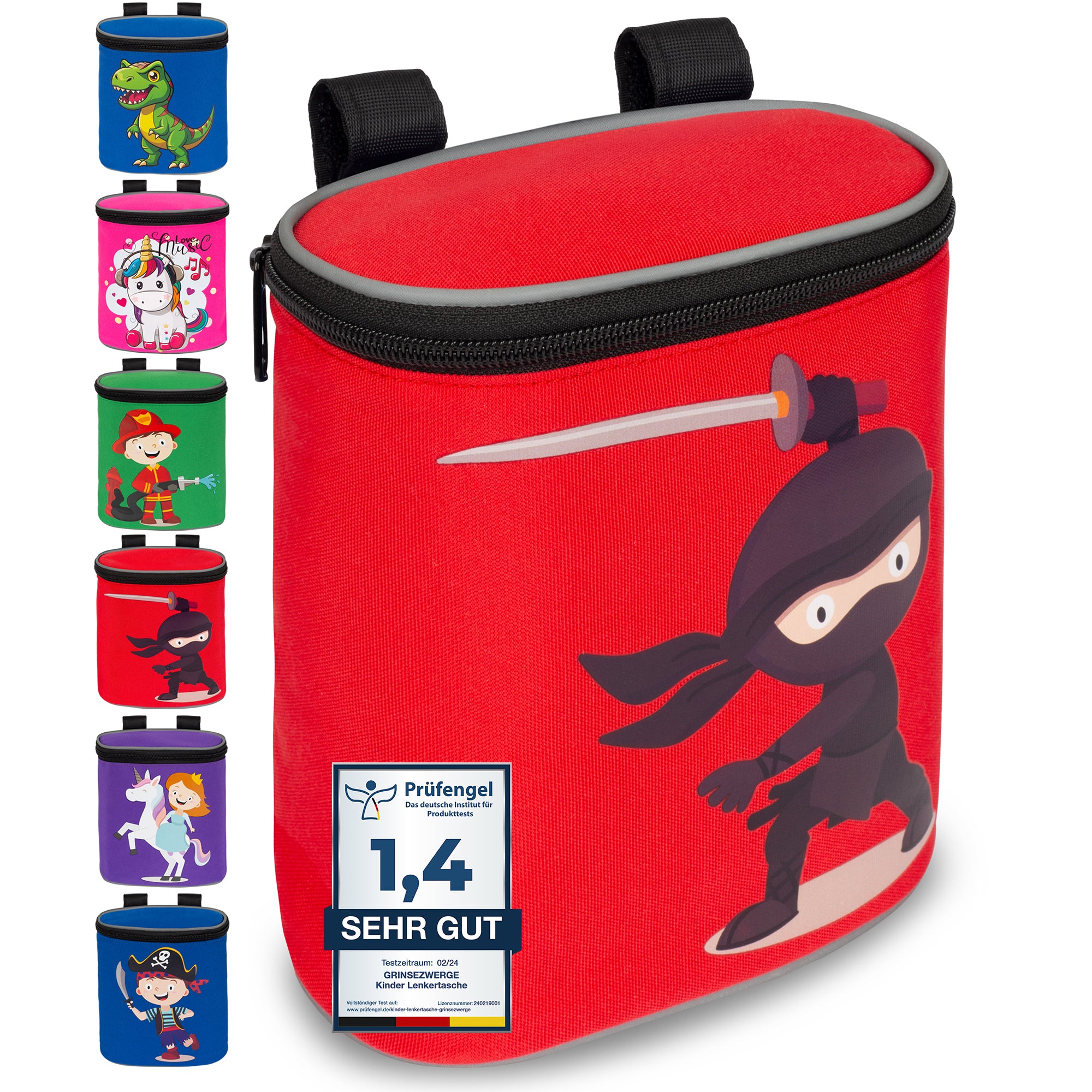 Niedliche Kinder Lenkertasche mit Deckel fürs Fahrrad und Laufrad